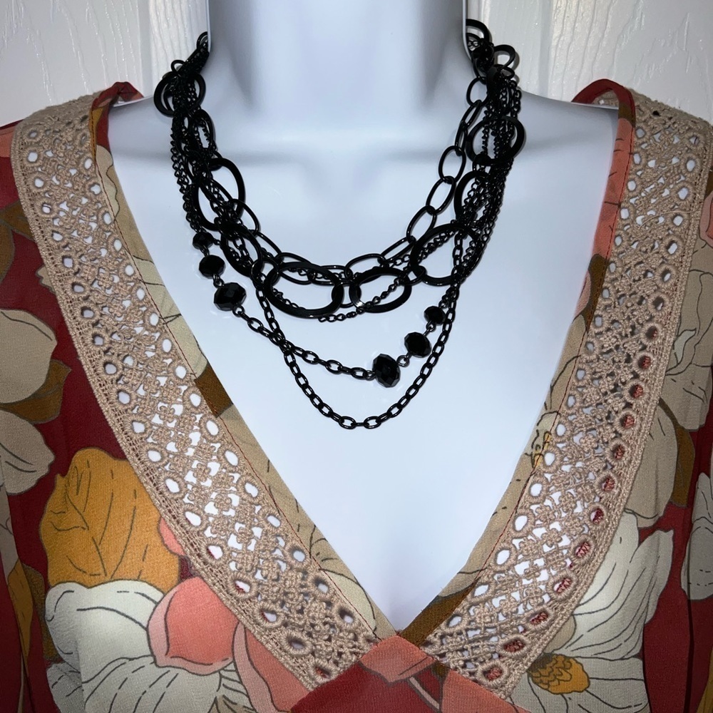 Just Jewelry multi strand black chain necklace